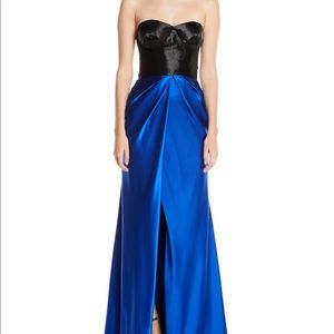 Naeem Khan navy silk black beading gown